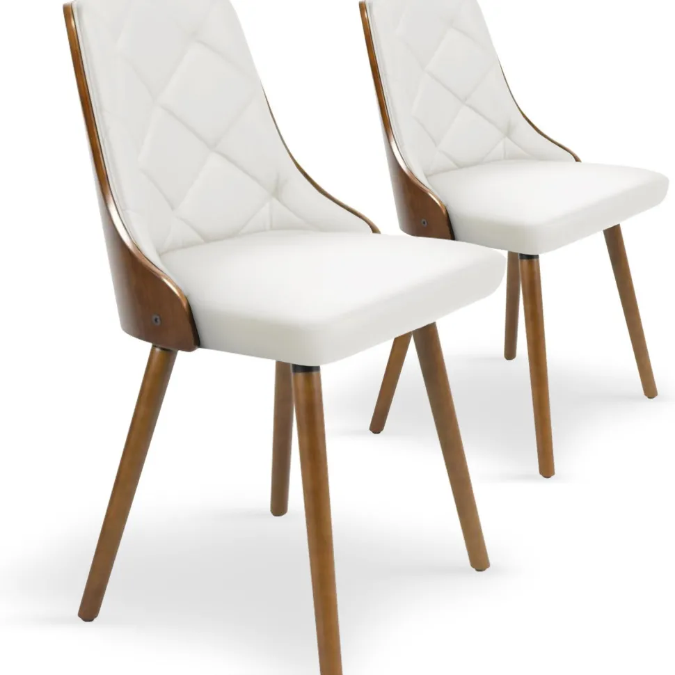 Lot de 2 chaises scandinaves Lalix Bois Noisette & Blanc