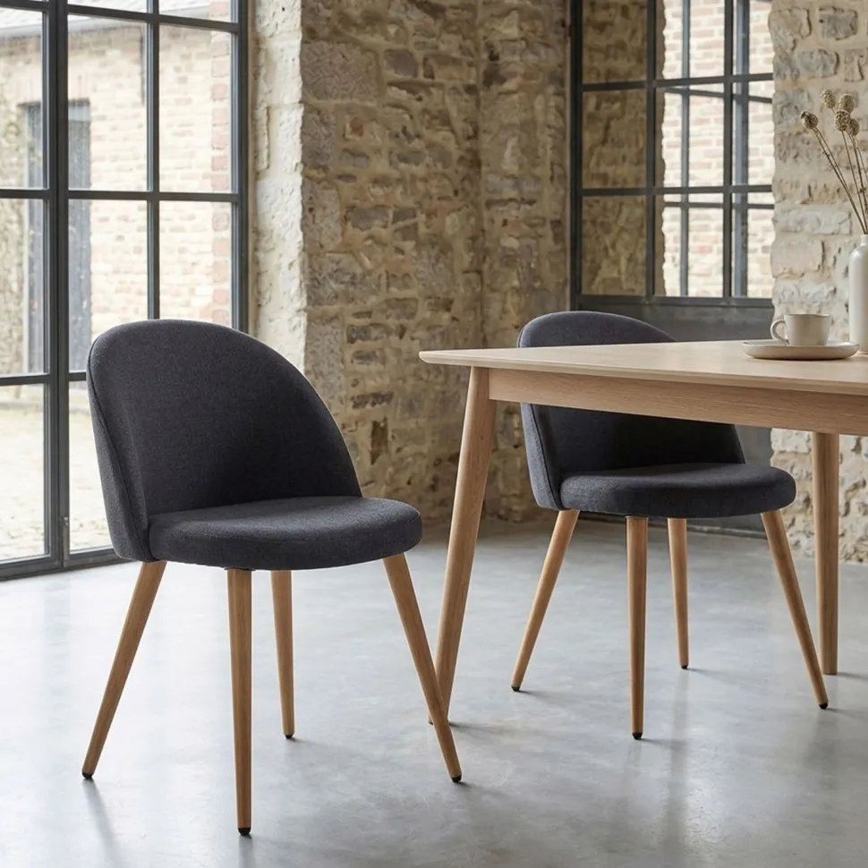 Lot de 2 chaises scandinaves Maury Gris Foncé