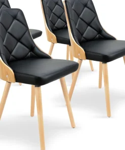 Lot de 4 chaises scandinaves Lalix Chêne Clair et Noir