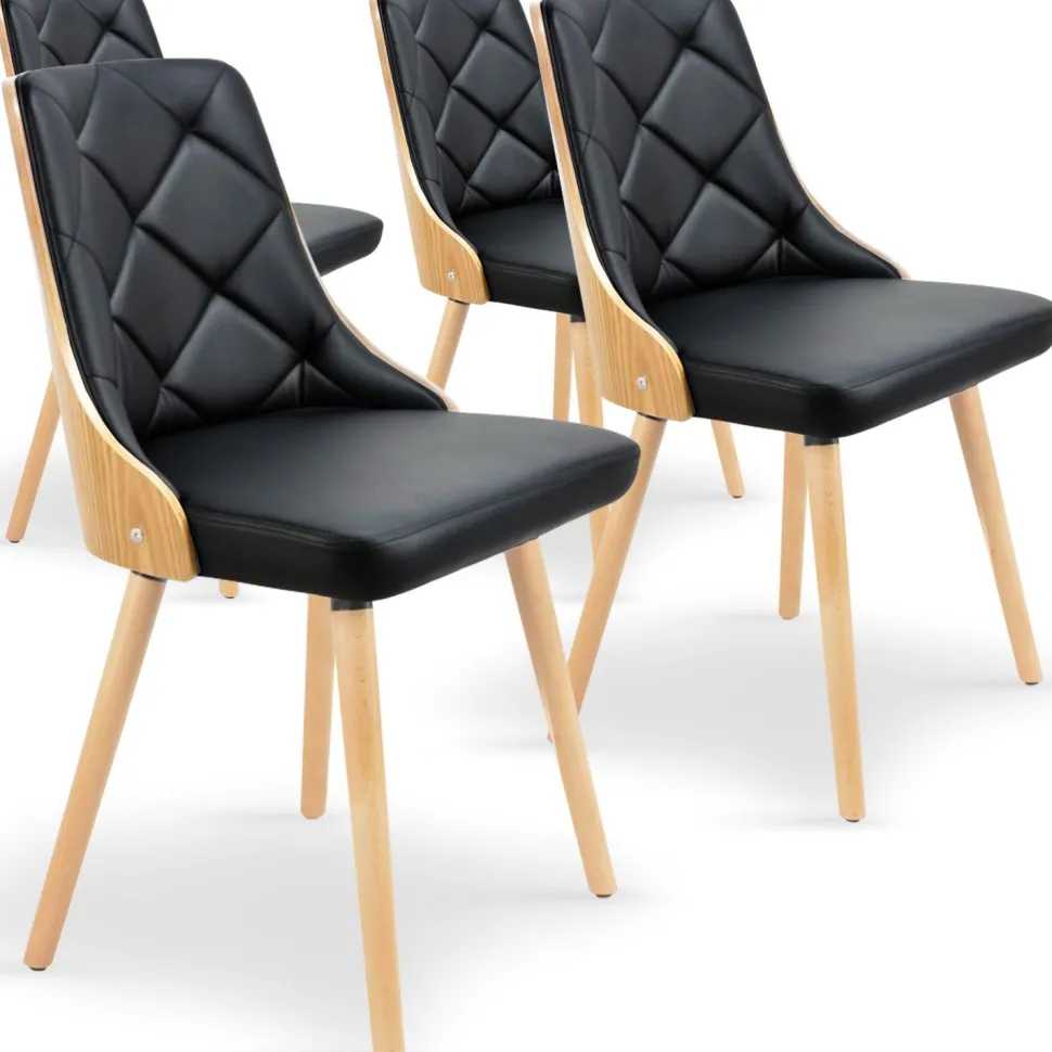 Lot de 4 chaises scandinaves Lalix Chêne Clair et Noir