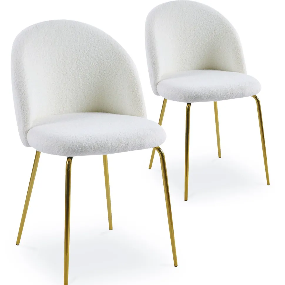 Lot de 2 chaises Spectra Tissu bouclette Crème
