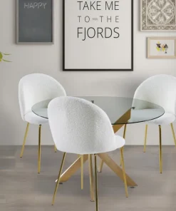 Lot de 6 chaises Spectra Tissu bouclette Crème