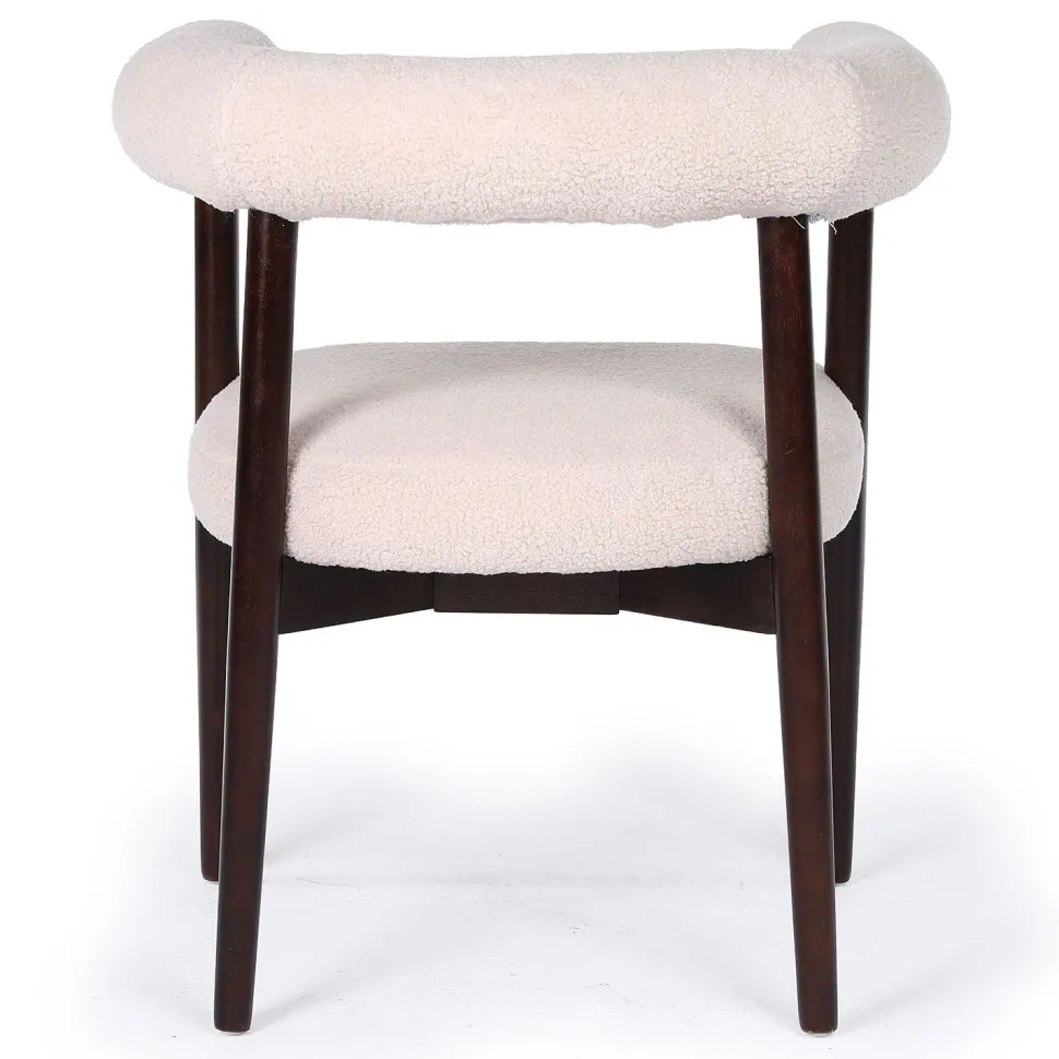 Lot de 2 chaises style scandinave chic Bringo Bois foncé et Tissu bouclette Beige