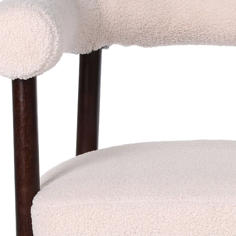 Lot de 2 chaises style scandinave chic Bringo Bois foncé et Tissu bouclette Beige