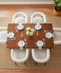 Lot de 2 chaises style scandinave chic Bringo Bois foncé et Tissu bouclette Beige