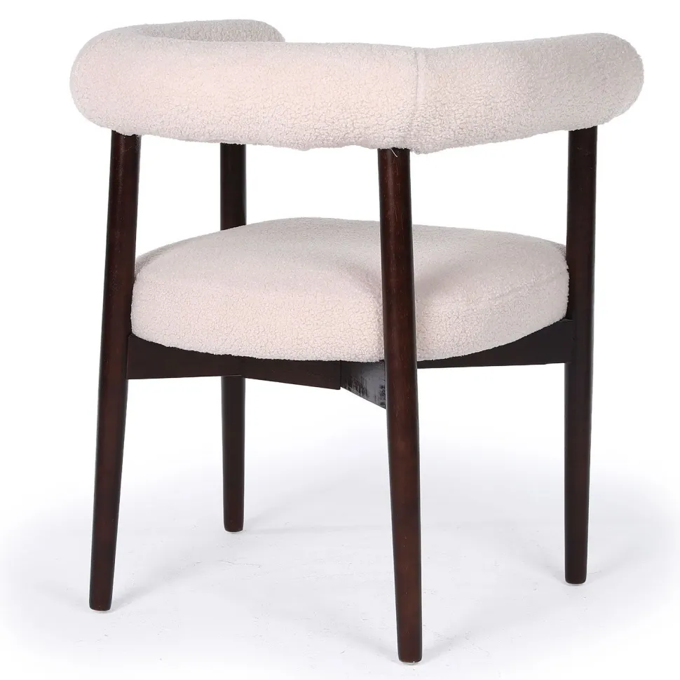 Lot de 2 chaises style scandinave chic Bringo Bois foncé et Tissu bouclette Beige