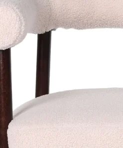 Lot de 6 chaises style scandinave chic Bringo Bois foncé et Tissu bouclette Beige