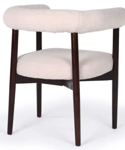 Lot de 6 chaises style scandinave chic Bringo Bois foncé et Tissu bouclette Beige