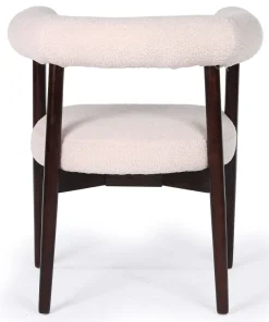 Lot de 4 chaises style scandinave chic Bringo Bois foncé et Tissu bouclette Beige