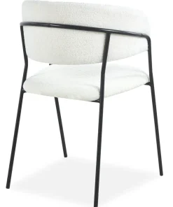 Lot de 4 chaises Tabata Métal Noir et Tissu bouclette Crème