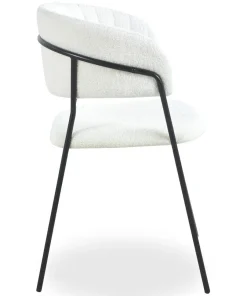 Lot de 4 chaises Tabata Métal Noir et Tissu bouclette Crème
