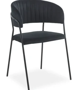 Lot de 8 chaises Tabata Métal Noir et Velours Noir