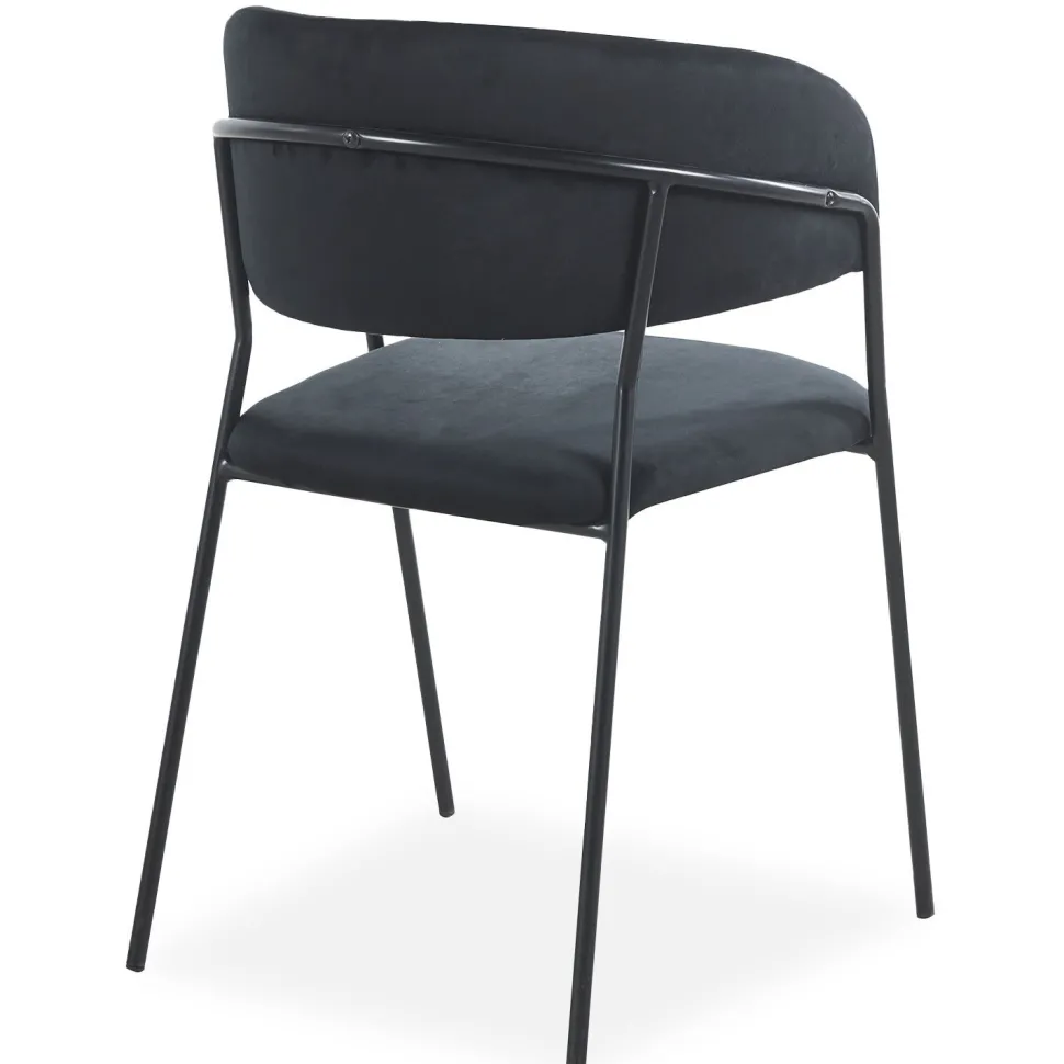 Lot de 8 chaises Tabata Métal Noir et Velours Noir