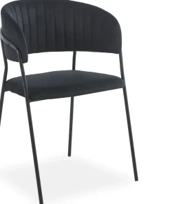 Lot de 8 chaises Tabata Métal Noir et Velours Noir