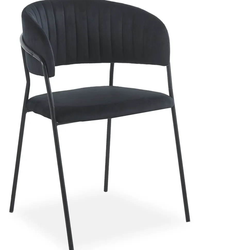 Lot de 8 chaises Tabata Métal Noir et Velours Noir