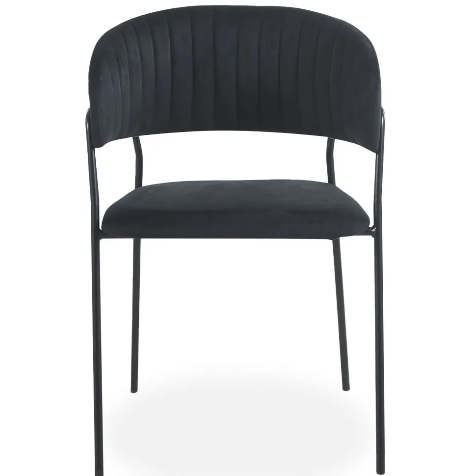 Lot de 8 chaises Tabata Métal Noir et Velours Noir