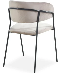 Lot de 8 chaises Tabata Métal Noir et Velours Taupe