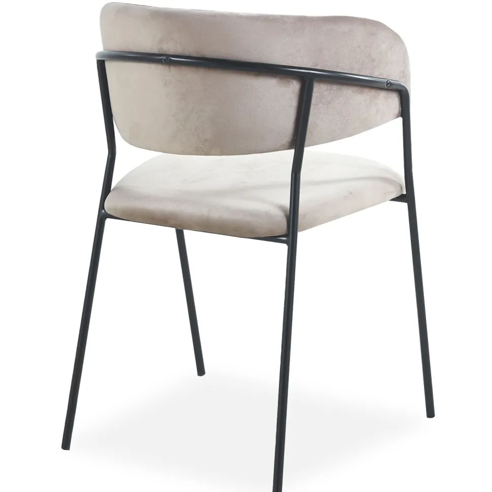 Lot de 8 chaises Tabata Métal Noir et Velours Taupe