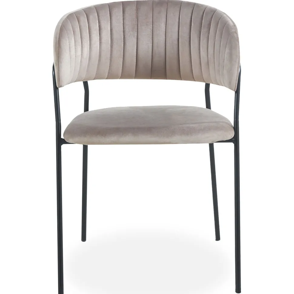 Lot de 8 chaises Tabata Métal Noir et Velours Taupe