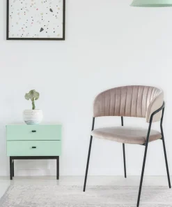 Lot de 8 chaises Tabata Métal Noir et Velours Taupe