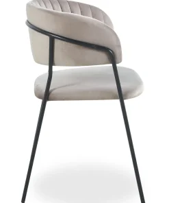 Lot de 8 chaises Tabata Métal Noir et Velours Taupe