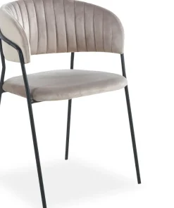 Lot de 8 chaises Tabata Métal Noir et Velours Taupe