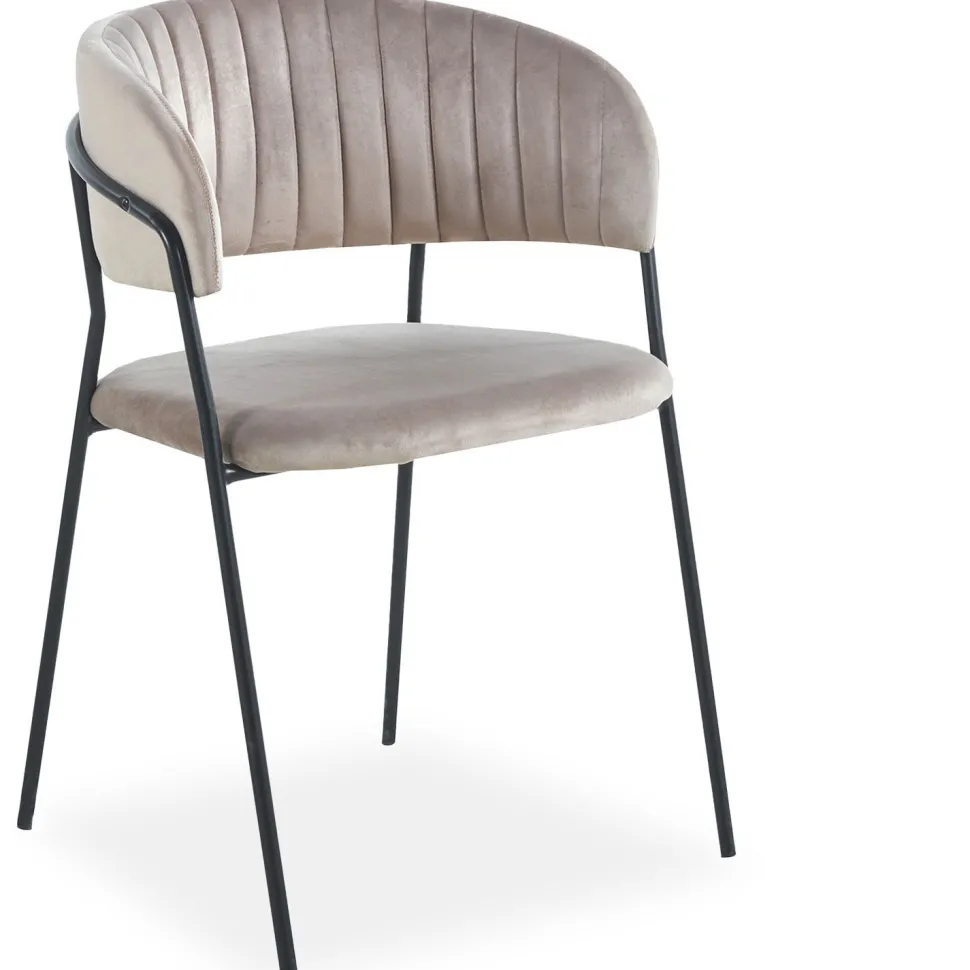 Lot de 8 chaises Tabata Métal Noir et Velours Taupe