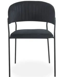 Lot de 4 chaises Tabata Métal Noir et Velours Noir