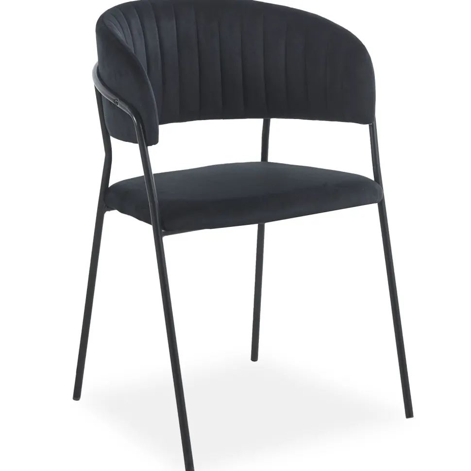 Lot de 4 chaises Tabata Métal Noir et Velours Noir