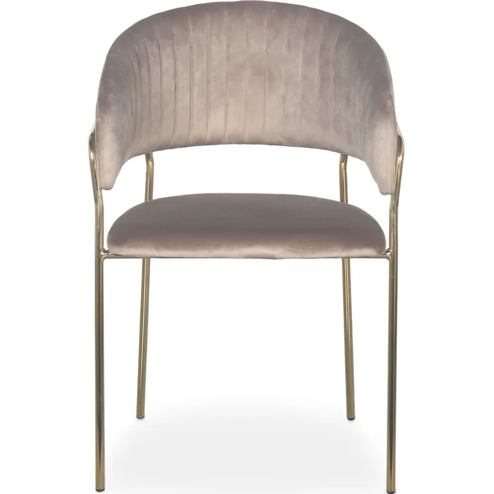 Lot de 8 chaises Tabata Métal Or et Velours Taupe