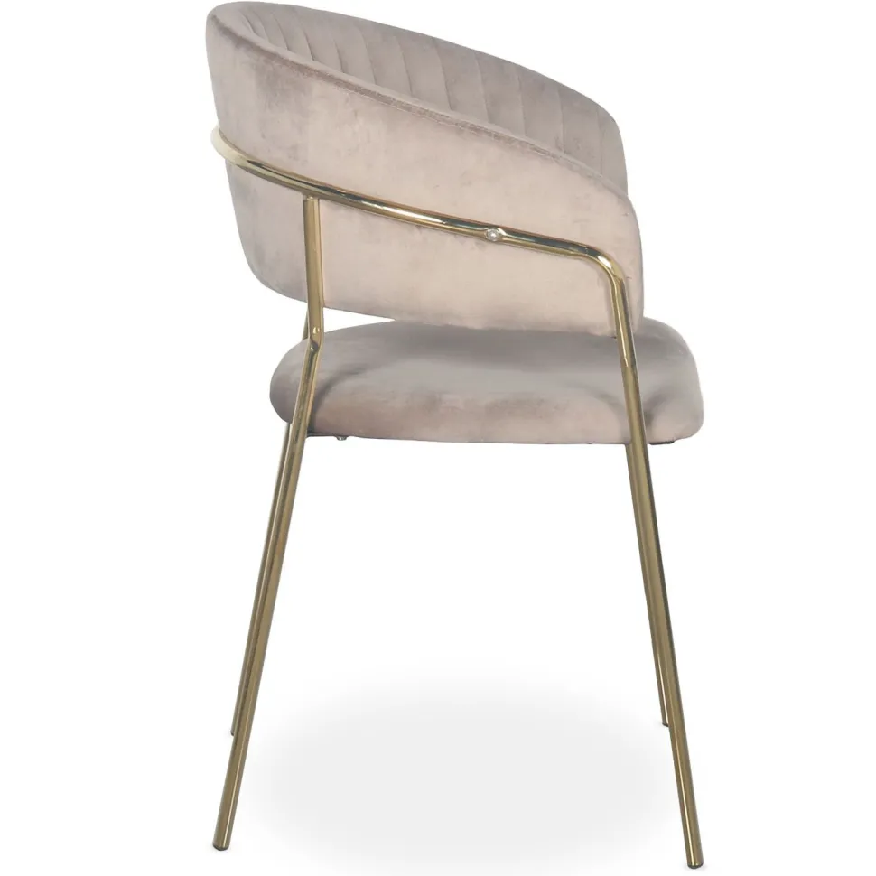Lot de 8 chaises Tabata Métal Or et Velours Taupe