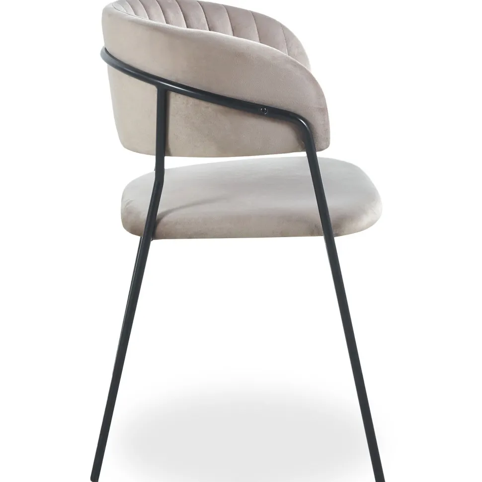 Lot de 4 chaises Tabata Métal Noir et Velours Taupe