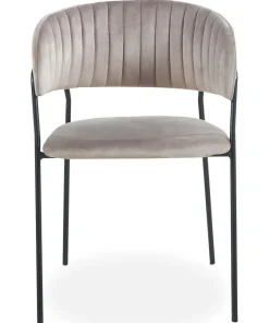 Lot de 4 chaises Tabata Métal Noir et Velours Taupe