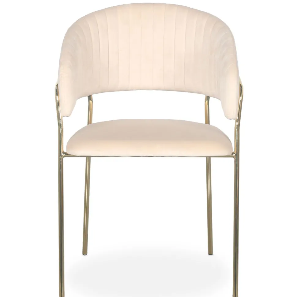 Lot de 8 chaises Tabata Métal Or et Velours Beige