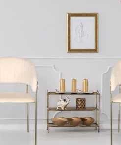 Lot de 8 chaises Tabata Métal Or et Velours Beige