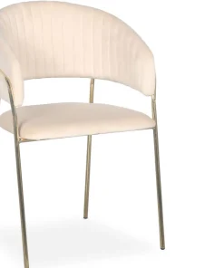 Lot de 8 chaises Tabata Métal Or et Velours Beige