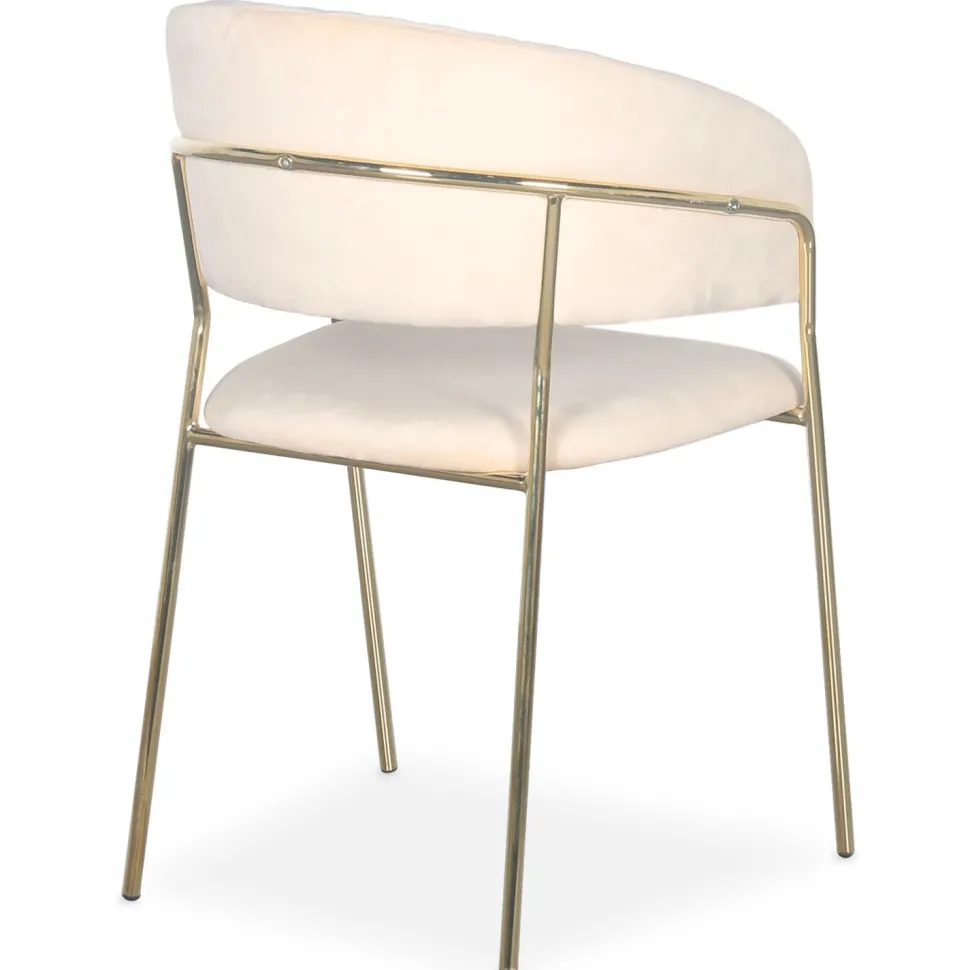 Lot de 8 chaises Tabata Métal Or et Velours Beige