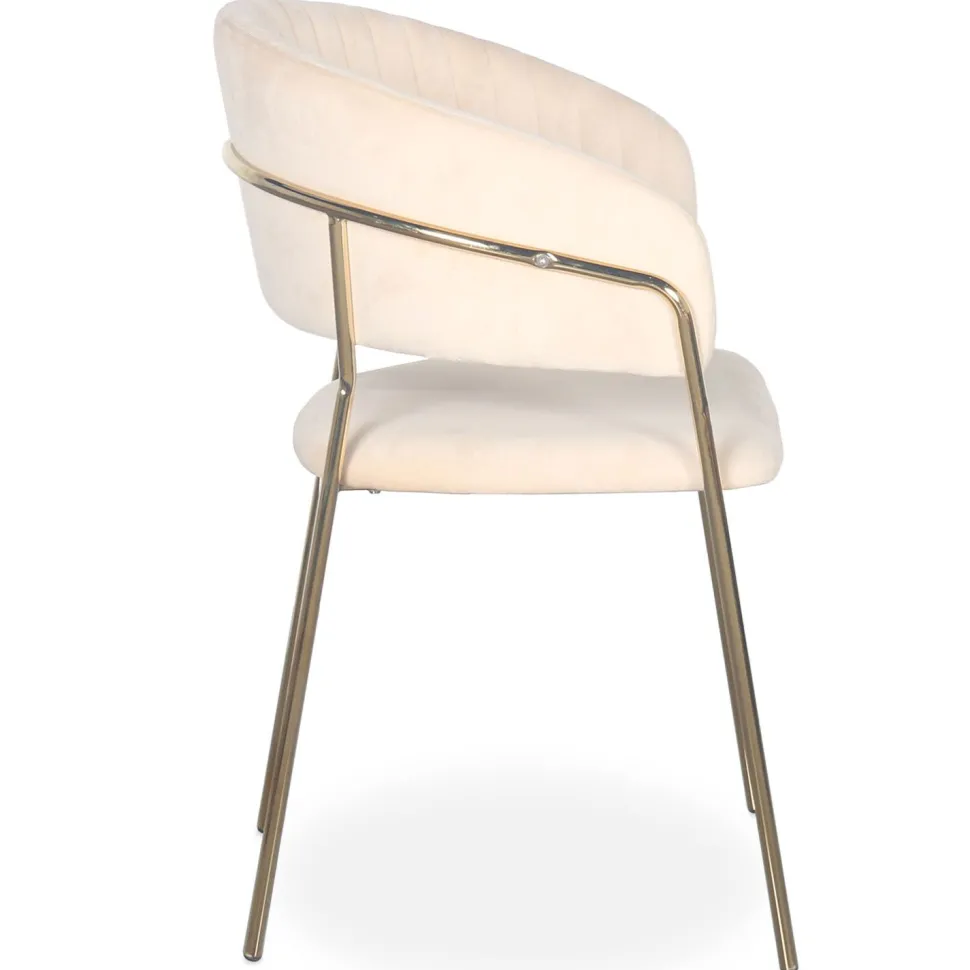 Lot de 8 chaises Tabata Métal Or et Velours Beige