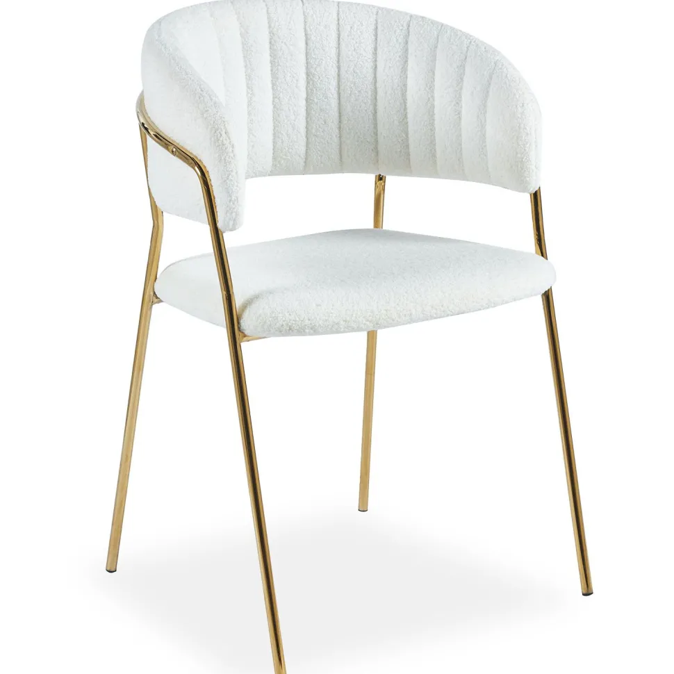 Lot de 8 chaises Tabata Tissu Bouclette Crème