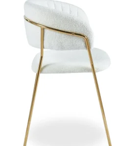 Lot de 8 chaises Tabata Tissu Bouclette Crème