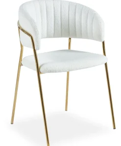 Lot de 4 chaises Tabata Tissu Bouclette Crème