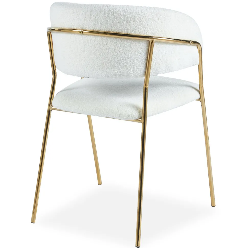 Lot de 4 chaises Tabata Tissu Bouclette Crème