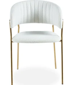 Lot de 4 chaises Tabata Tissu Bouclette Crème