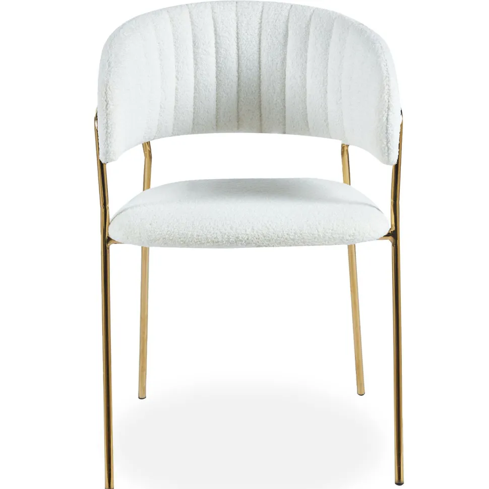 Lot de 4 chaises Tabata Tissu Bouclette Crème
