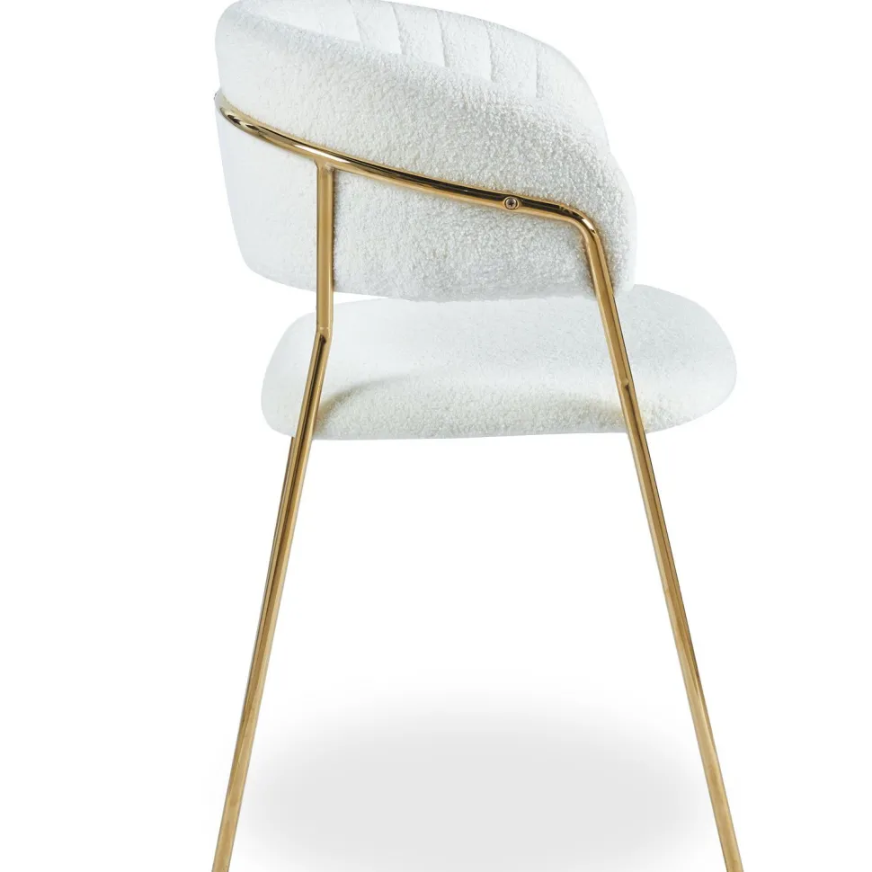 Lot de 4 chaises Tabata Tissu Bouclette Crème