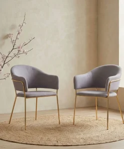 Lot de 2 chaises/fauteuils Ulrick Tissu Gris