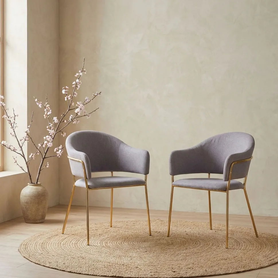 Lot de 2 chaises/fauteuils Ulrick Tissu Gris