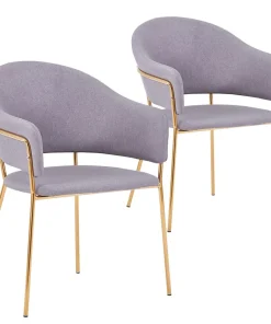 Lot de 2 chaises/fauteuils Ulrick Tissu Gris