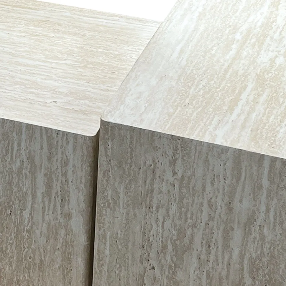 Lot de 3 tables basses Balkor Effet Travertin Beige