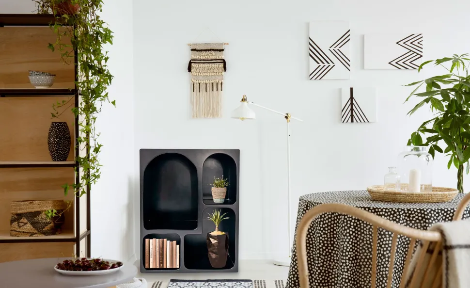 Meuble de rangement à étagères en arche Mojik L60cm Bois Noir